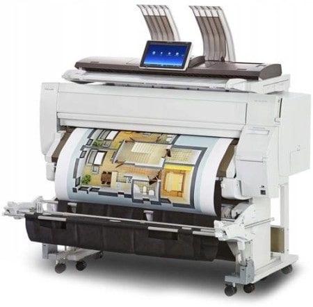 Fotografía de la Impresora a color de formato ancho para planos Ricoh MP CW2201SP