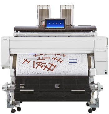 Fotografía de la Impresora a color de formato ancho para planos Ricoh MP CW2201SP